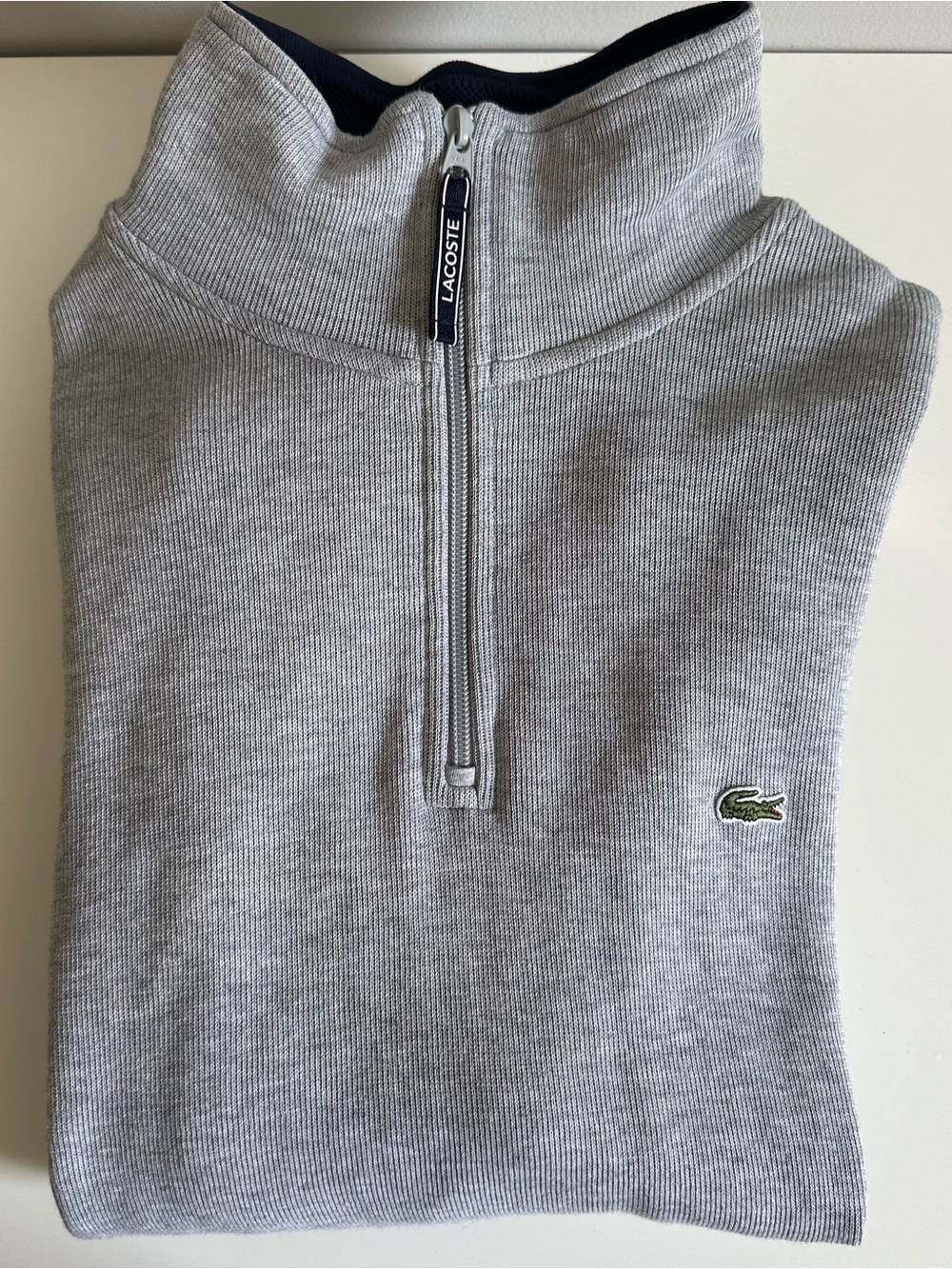 EUC Lacoste Men’s Quarter-zip 100% Cotton Sweater Grey Size XL